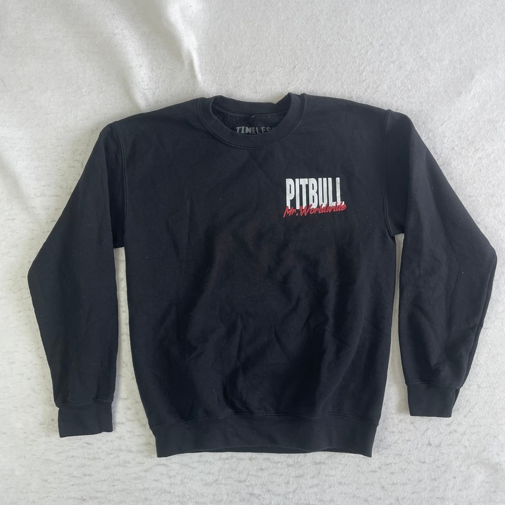 Timeless‎ Pitbull Mr. Worldwide Sweatshirt Mens Small Black Graphic Crewneck - Picture 2 of 5